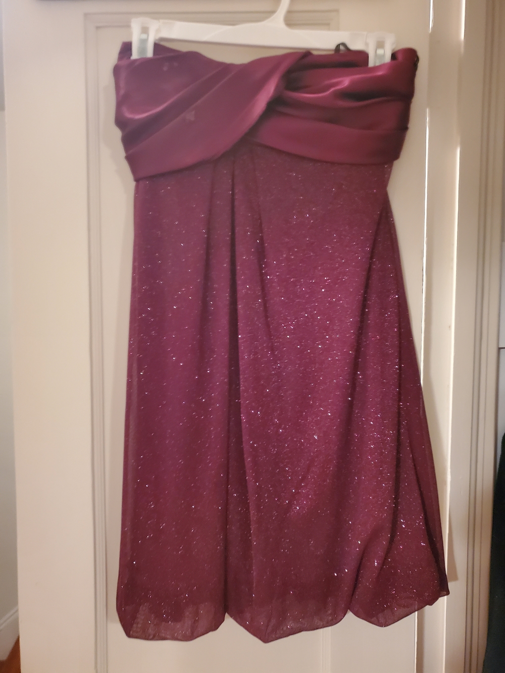Strapless Sparkle A-Line Dress in Wine